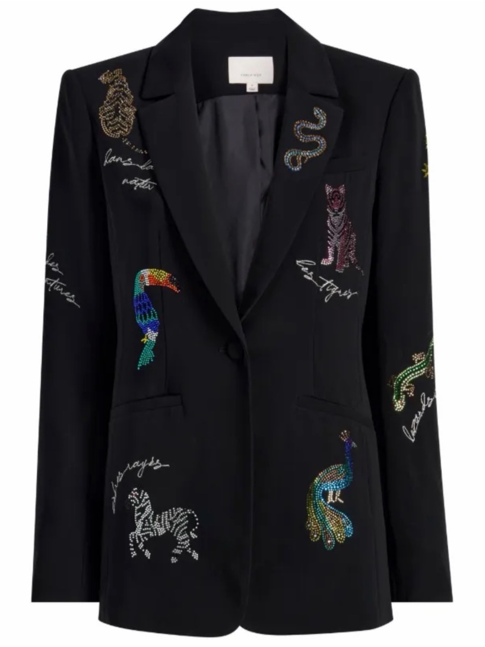 cinq a sept Black Embellished Animal-Embroidered Blazer